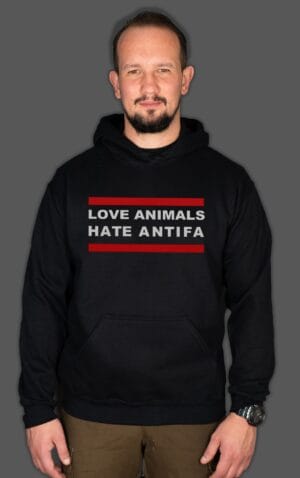 Bluza z kapturem Love Animals Hate Antifa