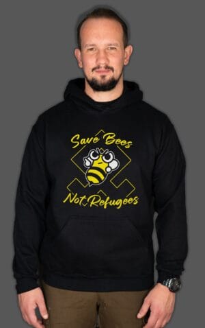 Bluza z kapturem Save Bees Not Refugees